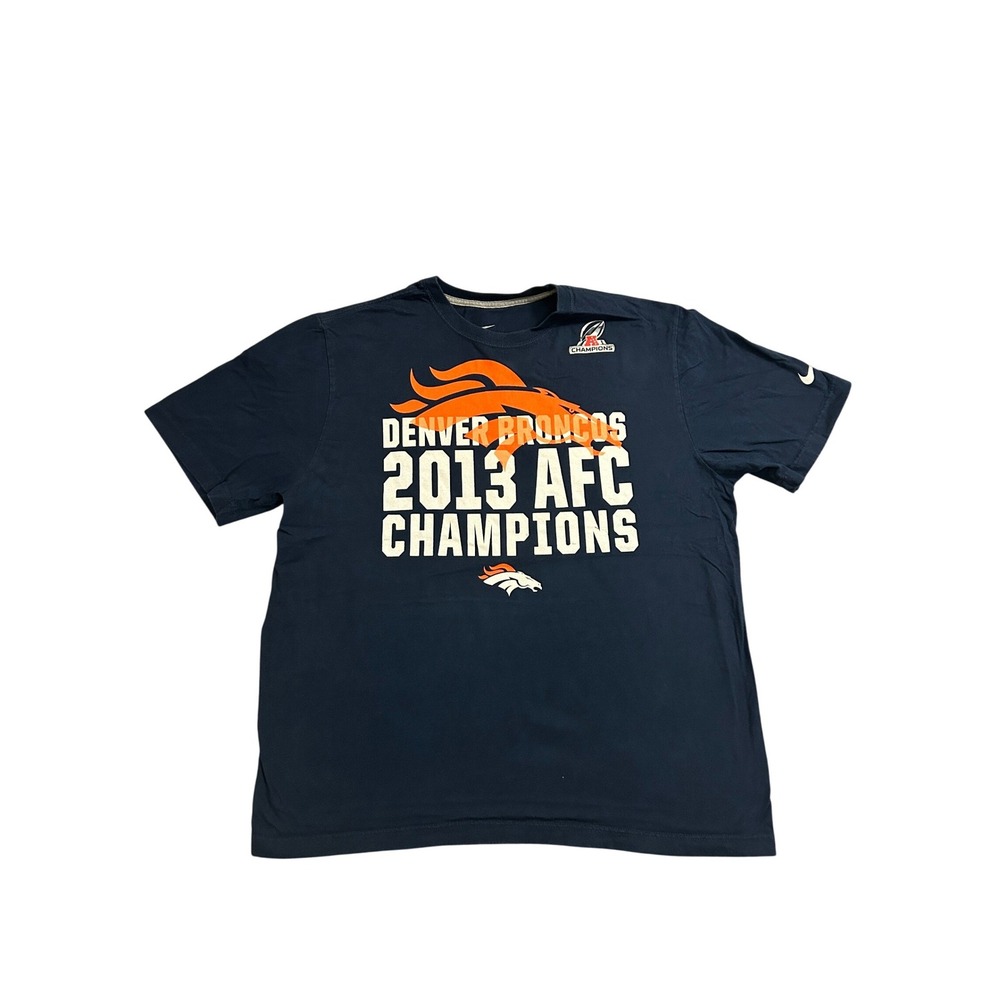 Nike Denver Broncos TShirt Men XL Navy Blue Excellent 2013 AFC Champions Graphic